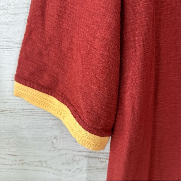 THE TERRITORY AHEAD Color Block Cotton Polo Shirt XXL Rust Red Yellow Blue - Picture 2 of 6